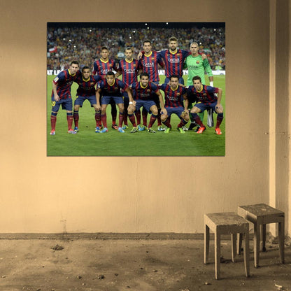 FC Squad 2014 Valdes Alves Pique Alba Hernandez Iniesta Mascherano Busquets Villa Messi Rodriguez Neymar Wall Art Print Poster