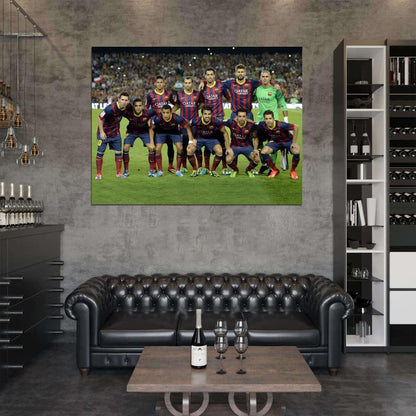FC Squad 2014 Valdes Alves Pique Alba Hernandez Iniesta Mascherano Busquets Villa Messi Rodriguez Neymar Wall Art Print Poster