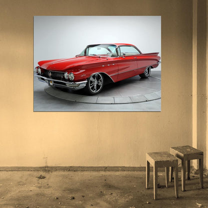 Buick LeSabre 1960 Awesome Retro Red Car Wall Art Print Poster