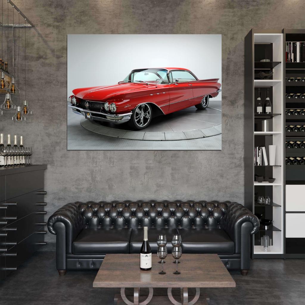 Buick LeSabre 1960 Awesome Retro Red Car Wall Art Print Poster