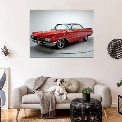 Buick LeSabre 1960 Awesome Retro Red Car Wall Art Print Poster