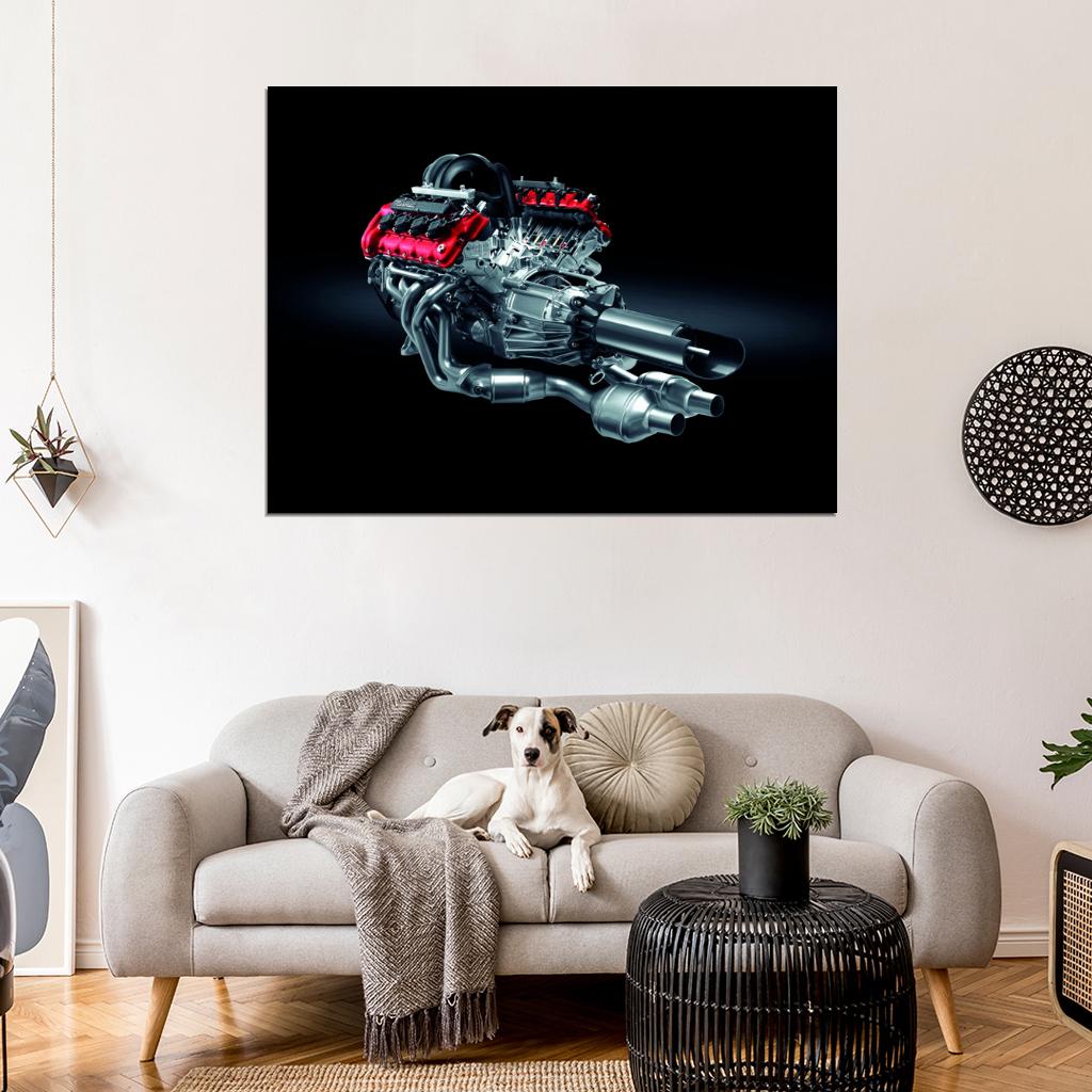 Car Engine Motor Tuning Engineering Wall Art Print Poster