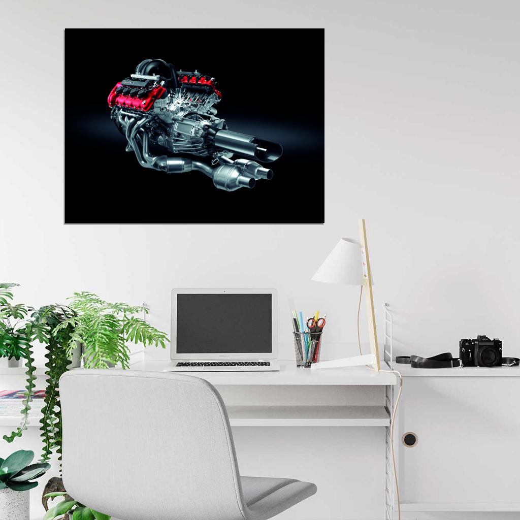 Car Engine Motor Tuning Engineering Wall Art Print Poster