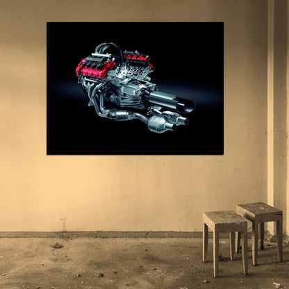Car Engine Motor Tuning Engineering Wall Art Print Poster