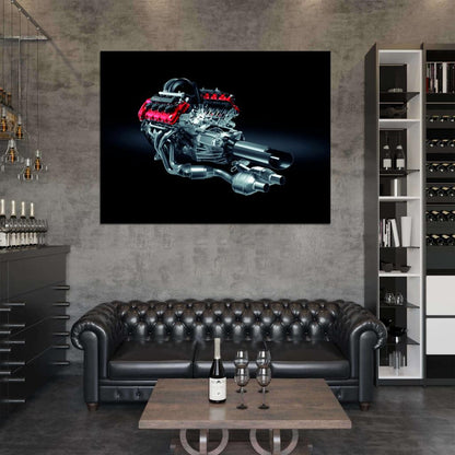 Car Engine Motor Tuning Engineering Wall Art Print Poster