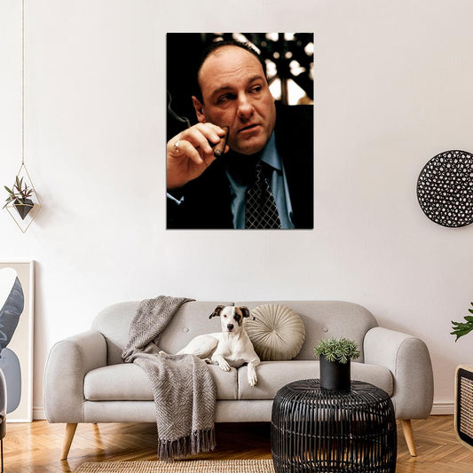 Tony Soprano Portrait Smoking TV Series The Sopranos James Gandolfini Wall Art Print Poster