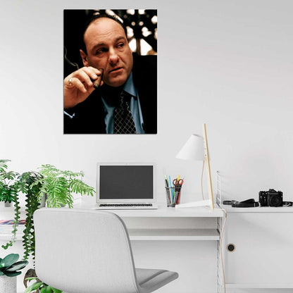 Tony Soprano Portrait Smoking TV Series The Sopranos James Gandolfini Wall Art Print Poster