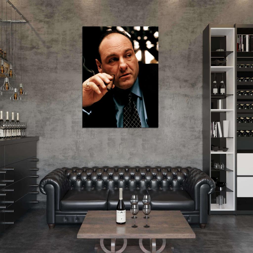 Tony Soprano Portrait Smoking TV Series The Sopranos James Gandolfini Wall Art Print Poster