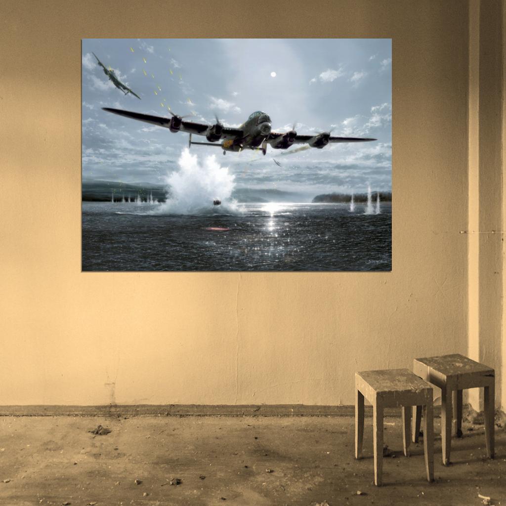 Lancaster Bomber Aircraft Dambusters WW2 World War II Art Painting Wall Art Print Poster
