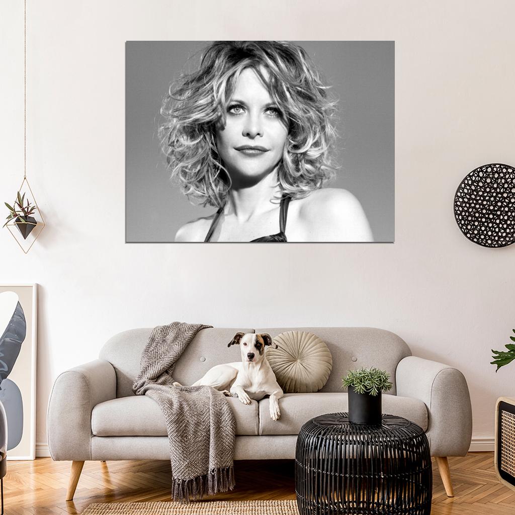 Meg Ryan Beautiful BW Portrait Movie Actress Wall Art Print Poster
