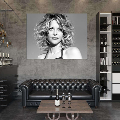 Meg Ryan Beautiful BW Portrait Movie Actress Wall Art Print Poster