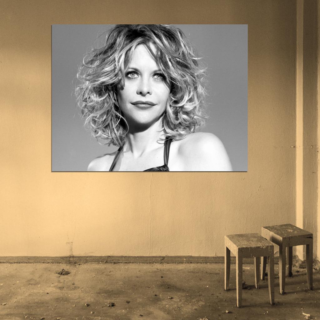 Meg Ryan Beautiful BW Portrait Movie Actress Wall Art Print Poster