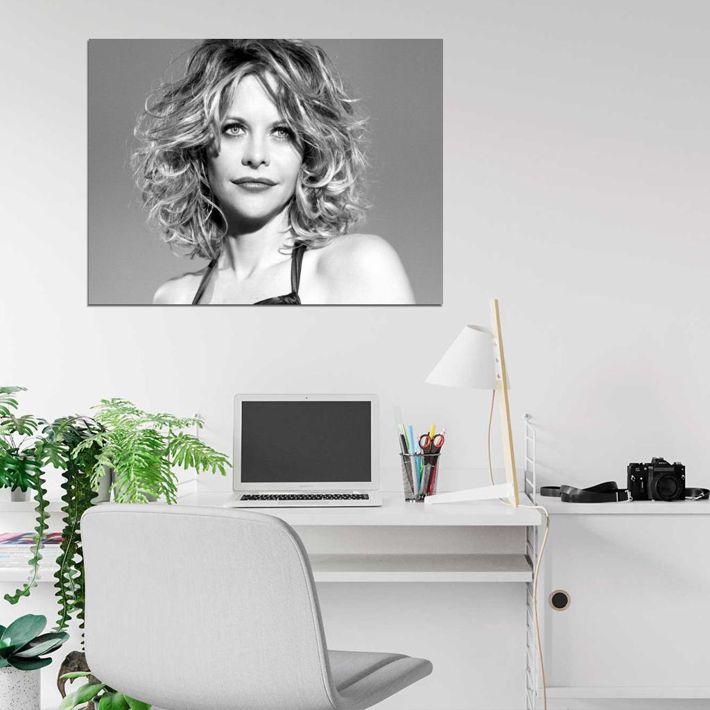 Meg Ryan Beautiful BW Portrait Movie Actress Wall Art Print Poster