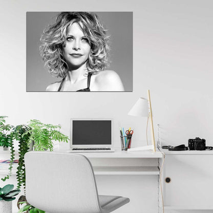 Meg Ryan Beautiful BW Portrait Movie Actress Wall Art Print Poster