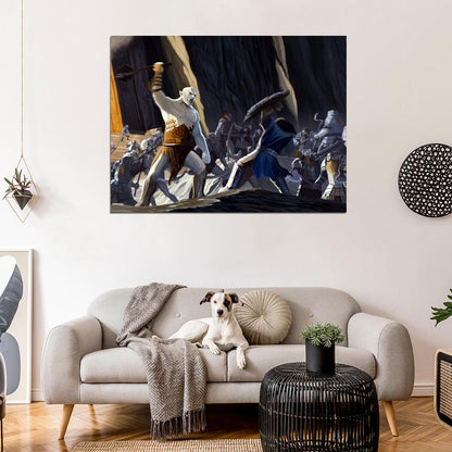 The Hobbit An Unexpected Journey Battle Painting Art Azog Thorin Wall Art Print Poster