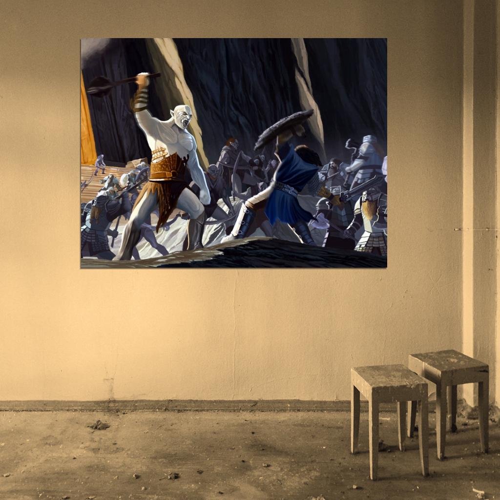 The Hobbit An Unexpected Journey Battle Painting Art Azog Thorin Wall Art Print Poster