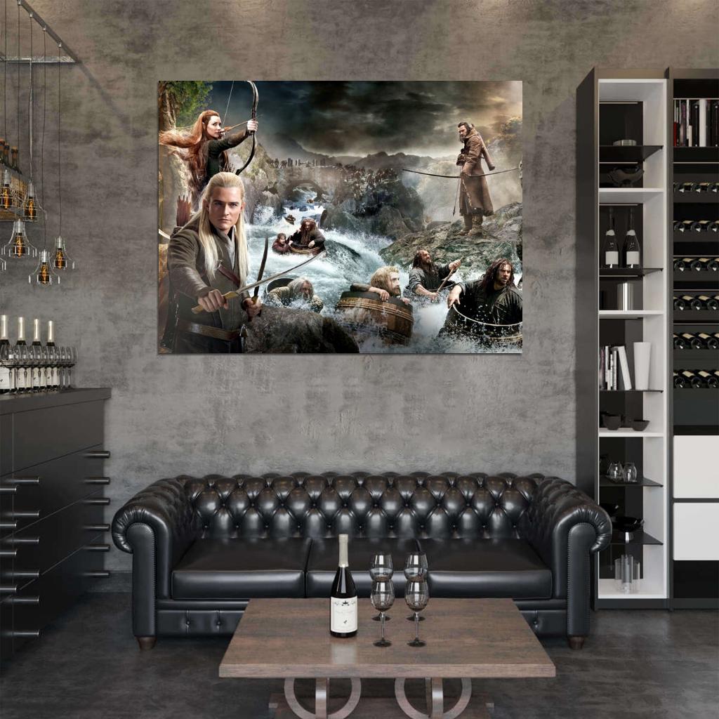 Hobbit Movie Characters There and Back Again The Desolation of Smaug Dwarves Thorin Bard LegolasTauriel Wall Art Print Poster