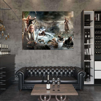 Hobbit Movie Characters There and Back Again The Desolation of Smaug Dwarves Thorin Bard LegolasTauriel Wall Art Print Poster