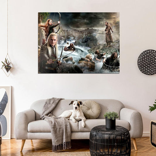 Hobbit Movie Characters There and Back Again The Desolation of Smaug Dwarves Thorin Bard LegolasTauriel Wall Art Print Poster