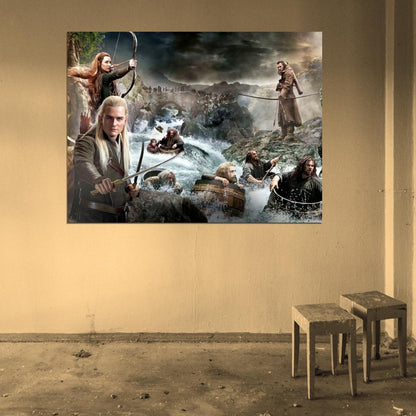 Hobbit Movie Characters There and Back Again The Desolation of Smaug Dwarves Thorin Bard LegolasTauriel Wall Art Print Poster