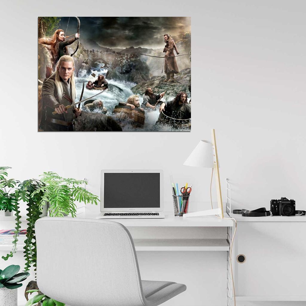 Hobbit Movie Characters There and Back Again The Desolation of Smaug Dwarves Thorin Bard LegolasTauriel Wall Art Print Poster