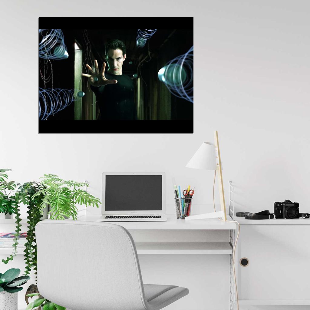 The Matrix Movie Neo Bullets Art Painting Keanu Reeves Wall Art Print Poster