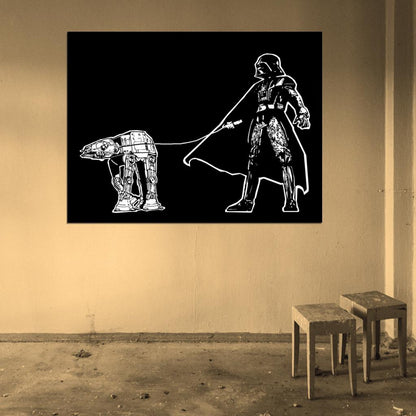 Darth Vader AT-AT Cool Funny Star Wars Art Wall Art Print Poster