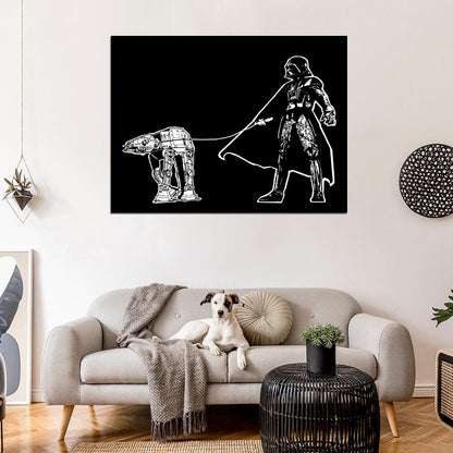 Darth Vader AT-AT Cool Funny Star Wars Art Wall Art Print Poster