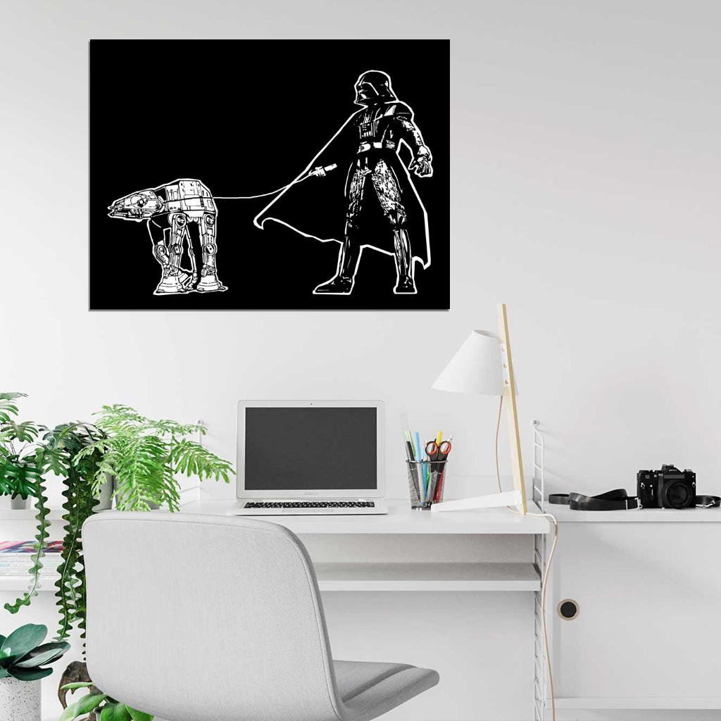 Darth Vader AT-AT Cool Funny Star Wars Art Wall Art Print Poster