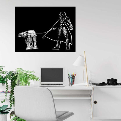 Darth Vader AT-AT Cool Funny Star Wars Art Wall Art Print Poster