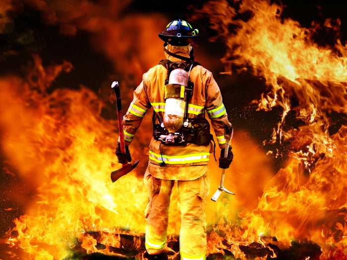 Firefighter Hero Fireman Flames Axe Wall Art Print Poster