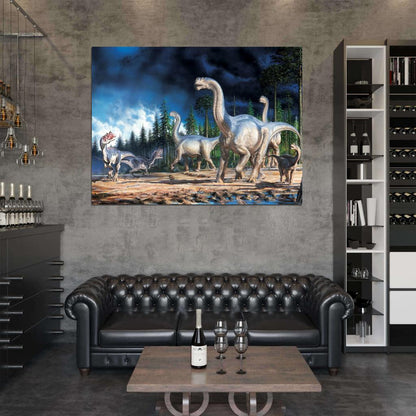 Dinosaurs Landscape Amazing Painting Art Wall Art Print Poster