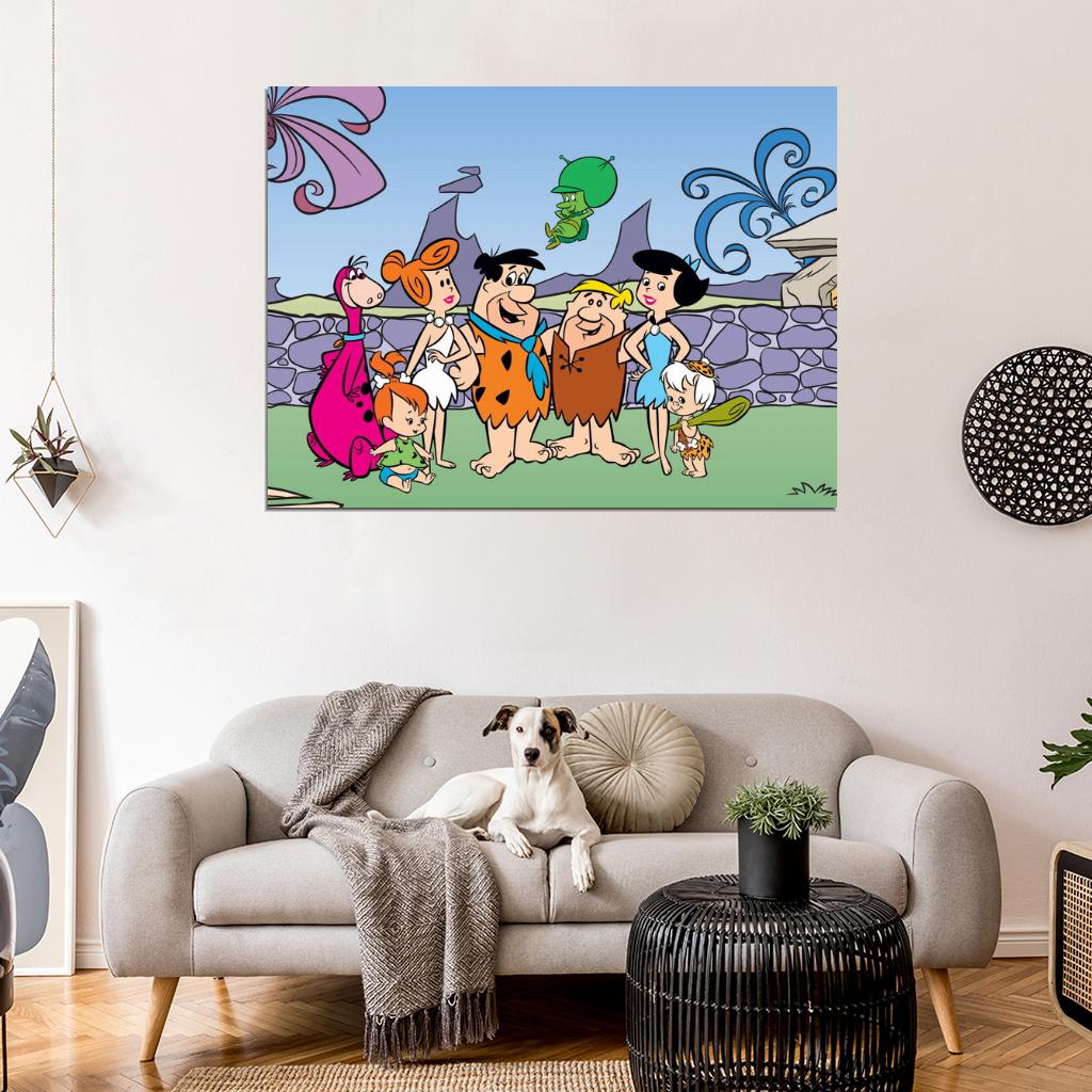 The Flintstones Characters Family Cool Cartoon Art Wall Art Print Poster