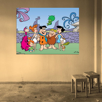 The Flintstones Characters Family Cool Cartoon Art Wall Art Print Poster