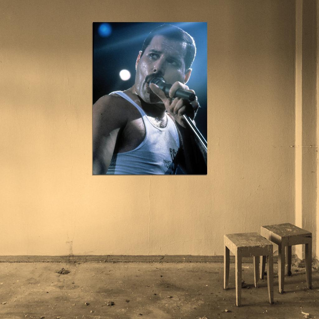 Freddie Mercury Live Concert Queen Rock Music Wall Art Print Poster