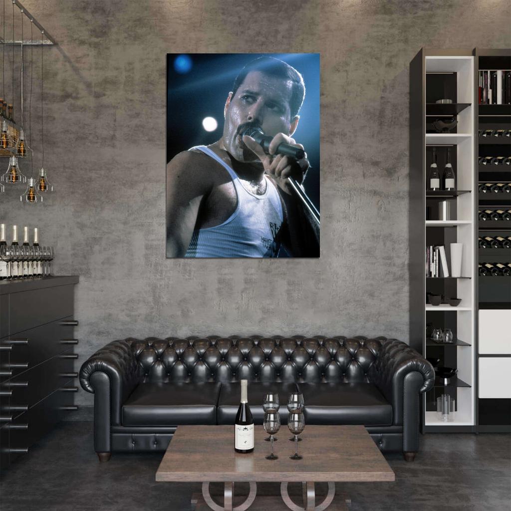 Freddie Mercury Live Concert Queen Rock Music Wall Art Print Poster