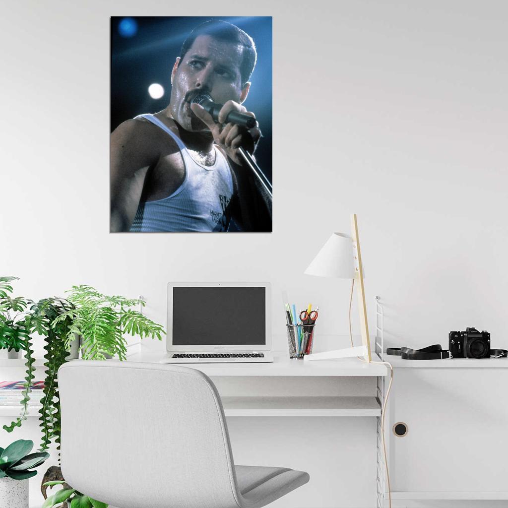 Freddie Mercury Live Concert Queen Rock Music Wall Art Print Poster