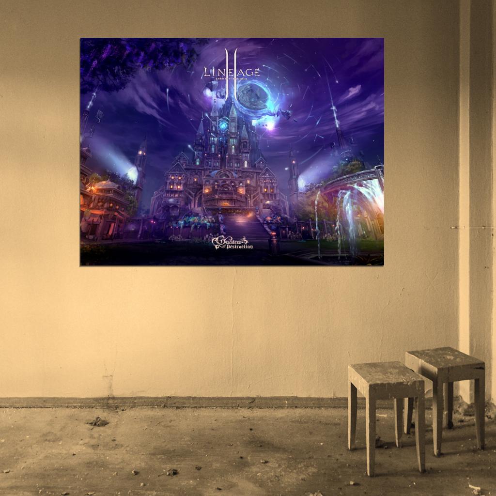 Lineage 2 Goddess of Destruction Talking Island Village LA2 MMO Video Game Art Wall Art Print Poster