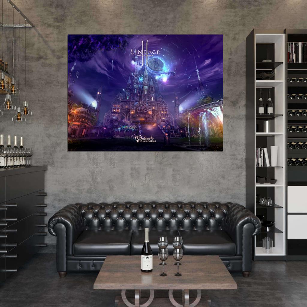 Lineage 2 Goddess of Destruction Talking Island Village LA2 MMO Video Game Art Wall Art Print Poster