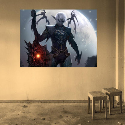 Lineage 2 Dark Elf LA2 MMO Video Game Art Wall Art Print Poster
