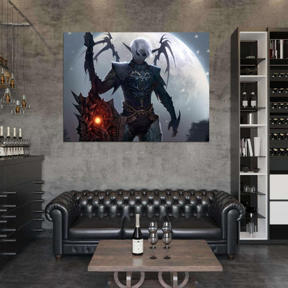 Lineage 2 Dark Elf LA2 MMO Video Game Art Wall Art Print Poster