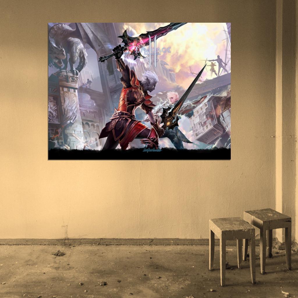 Lineage 2 The Chaotic Throne Battle LA2 MMO Video Game Art Wall Art Print Poster