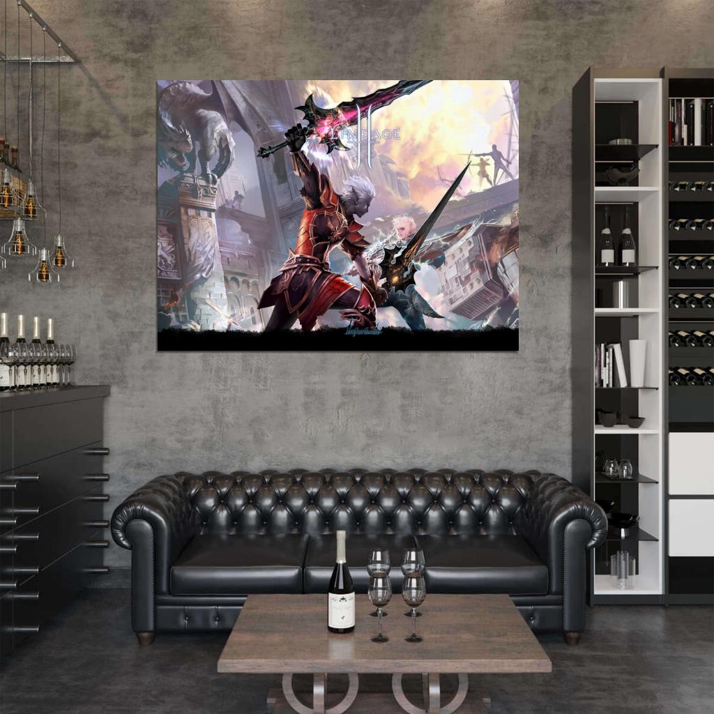 Lineage 2 The Chaotic Throne Battle LA2 MMO Video Game Art Wall Art Print Poster