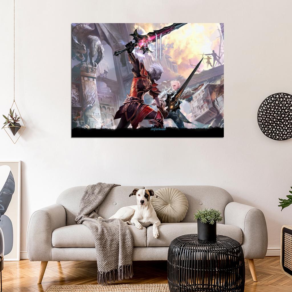 Lineage 2 The Chaotic Throne Battle LA2 MMO Video Game Art Wall Art Print Poster