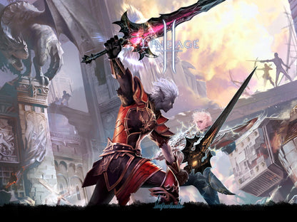 Lineage 2 The Chaotic Throne Battle LA2 MMO Video Game Art Wall Art Print Poster