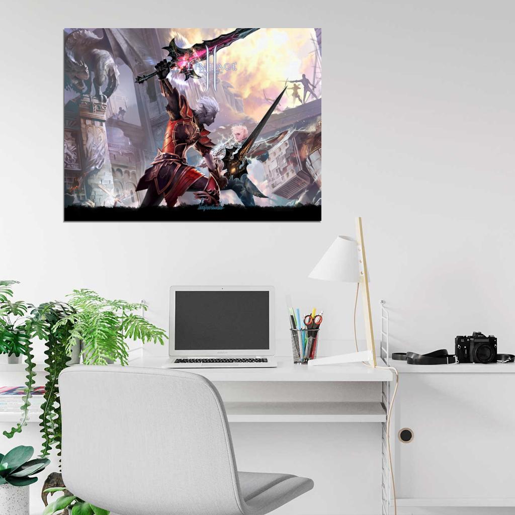 Lineage 2 The Chaotic Throne Battle LA2 MMO Video Game Art Wall Art Print Poster
