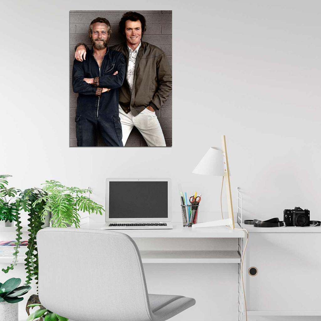 Paul Newman Clint Eastwood Retro Vintage Young Movie Actors Wall Art Print Poster