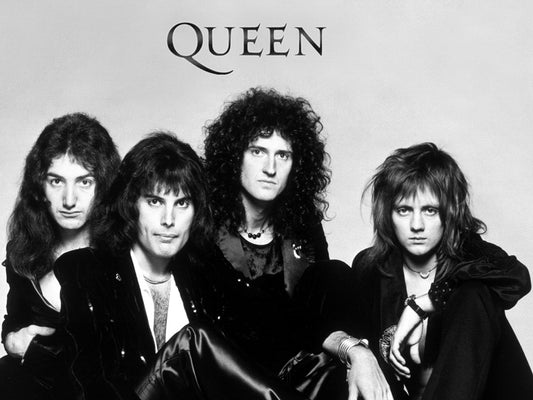 Queen Freddie Mercury John Deacon Roger Taylor Brian May Rock Band Music BW Retro Wall Art Print Poster