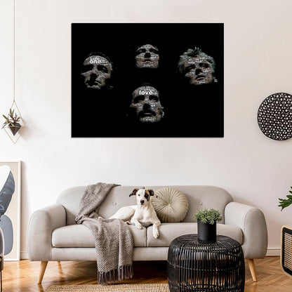 Queen Words Art Freddie Mercury John Deacon Roger Taylor Brian May Rock Band Music Wall Art Print Poster