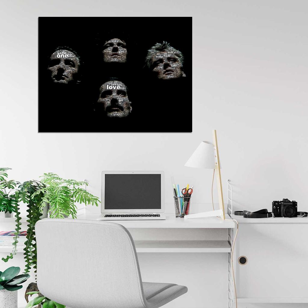 Queen Words Art Freddie Mercury John Deacon Roger Taylor Brian May Rock Band Music Wall Art Print Poster